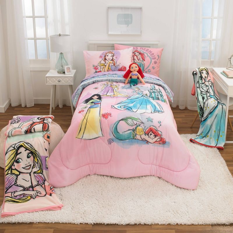 slide 1 of 3, Twin Disney Princess Fairytales and Dreams Kids' Sheet Set, 1 ct