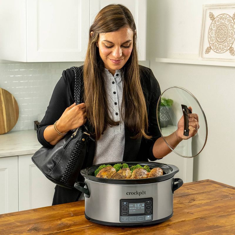 slide 3 of 7, Crock-Pot Crock Pot 6qt My Time Slow Cooker - Silver, 6 qt