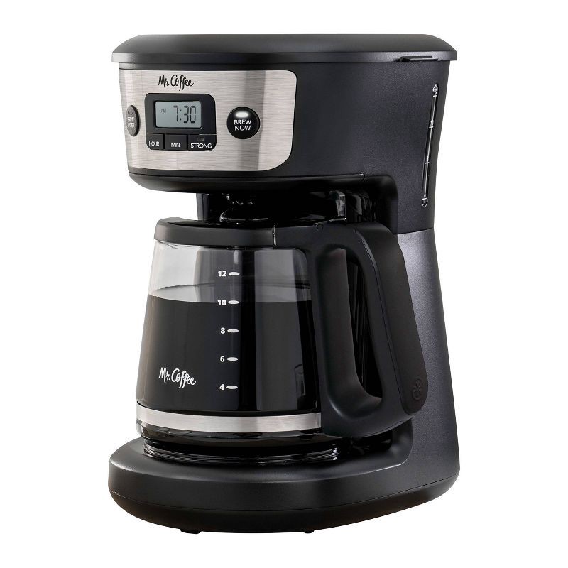 slide 2 of 5, Mr. Coffee 12-Cup Programmable Coffee Maker - Black/Stainless Steel, 1 ct