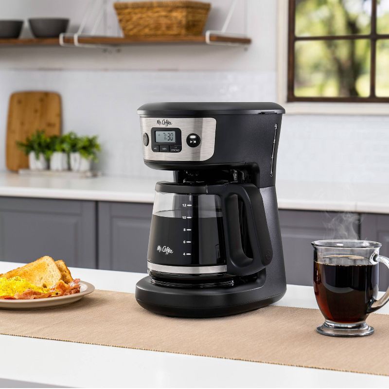 slide 4 of 5, Mr. Coffee 12-Cup Programmable Coffee Maker - Black/Stainless Steel, 1 ct