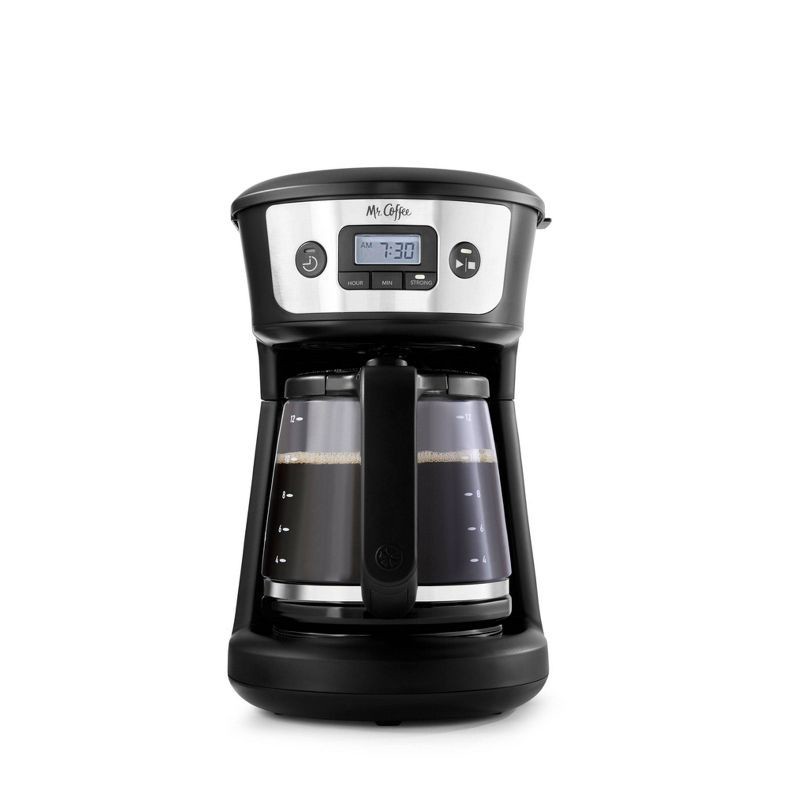 slide 1 of 5, Mr. Coffee 12-Cup Programmable Coffee Maker - Black/Stainless Steel, 1 ct