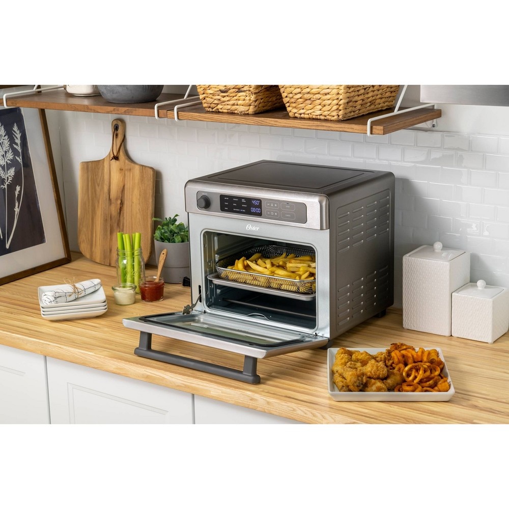 slide 3 of 10, Oster Digital 9-Function Countertop Air Fryer Oven with RapidCrisp - Stainless Steel, 1 ct