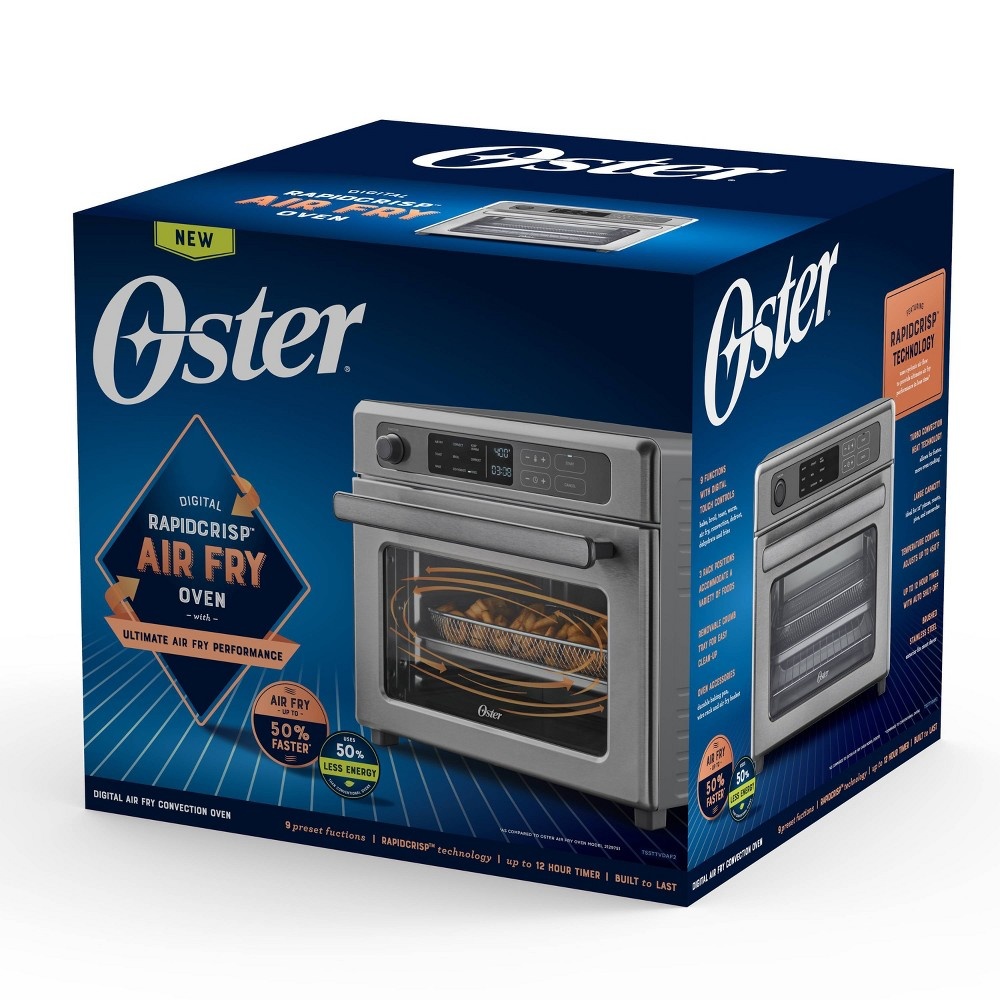 slide 9 of 10, Oster Digital 9-Function Countertop Air Fryer Oven with RapidCrisp - Stainless Steel, 1 ct