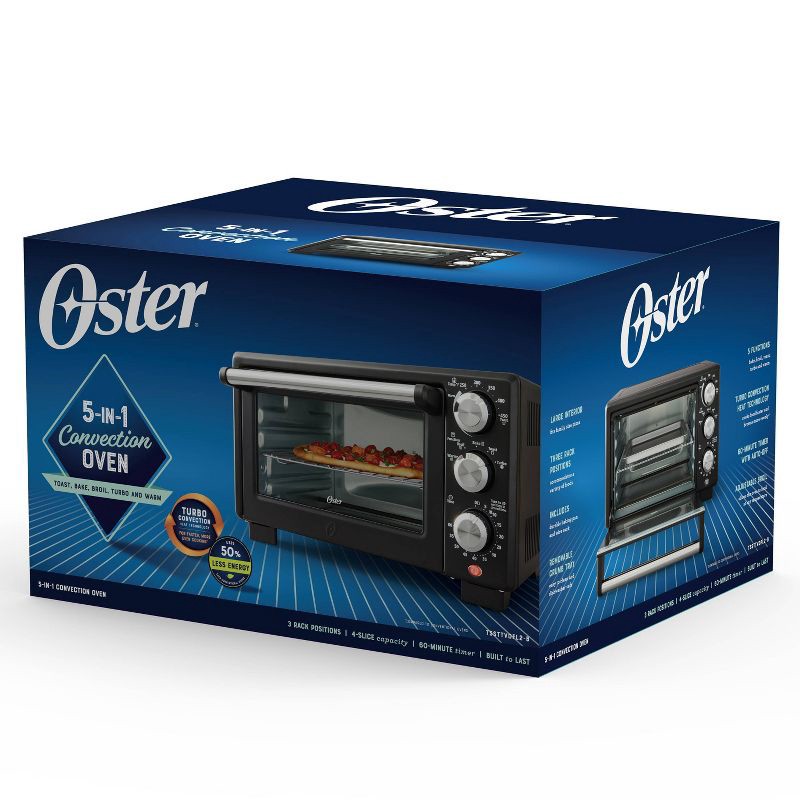 slide 6 of 6, Oster Countertop Convection and 4-Slice Toaster Oven – Matte Black, 1 ct
