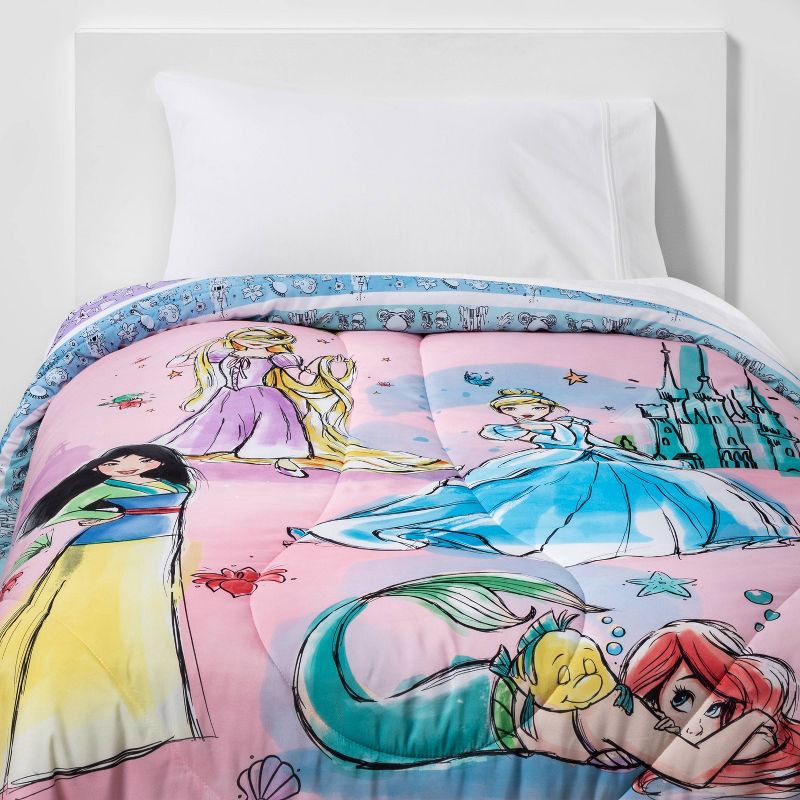 slide 1 of 4, Twin Disney Princess Fairytales and Dreams Reversible Kids' Comforter, 1 ct