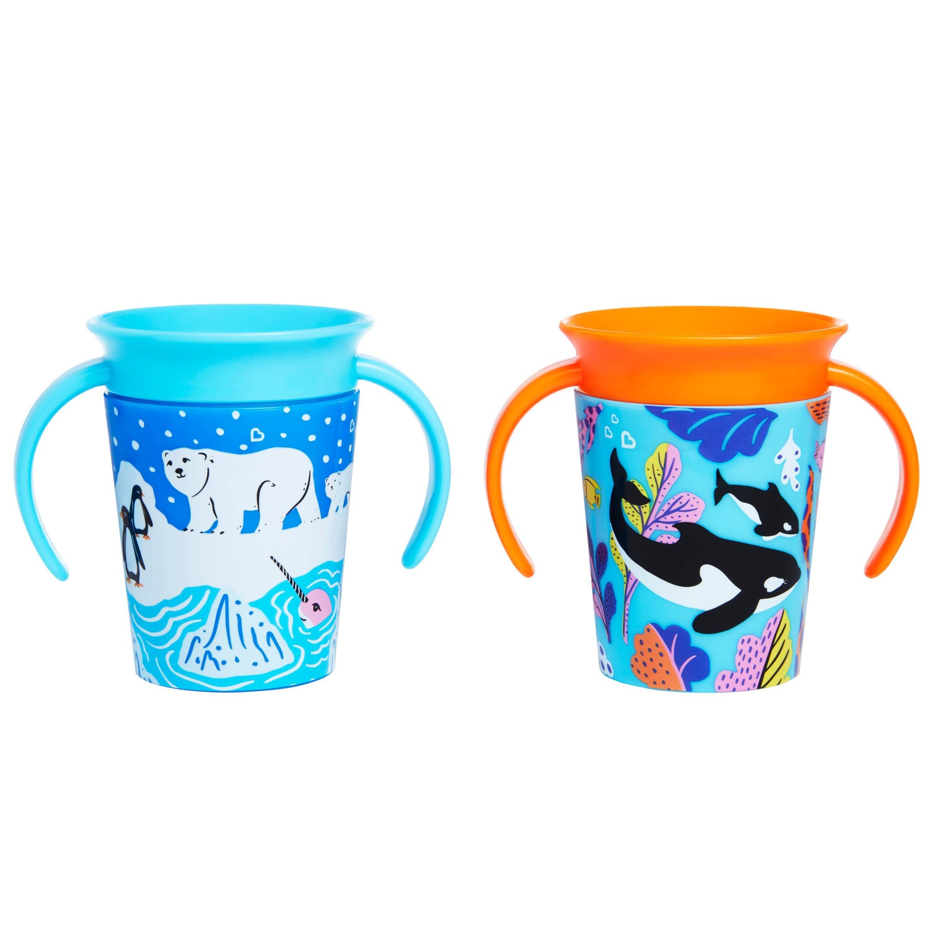 slide 1 of 5, Munchkin Miracle 360 Wildlove Sippy Cup - Polar Bear/Orca, 2 ct; 6 oz