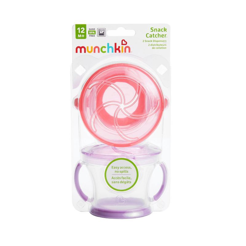 slide 5 of 6, Munchkin Snack Catcher - 2pk - Pink/Purple, 2 ct