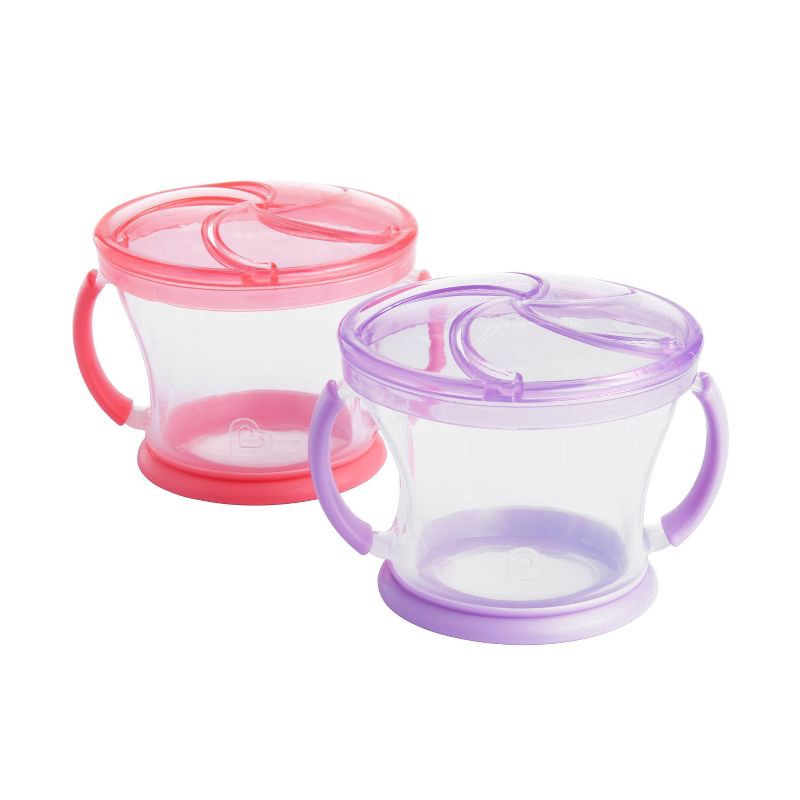 slide 1 of 6, Munchkin Snack Catcher - 2pk - Pink/Purple, 2 ct