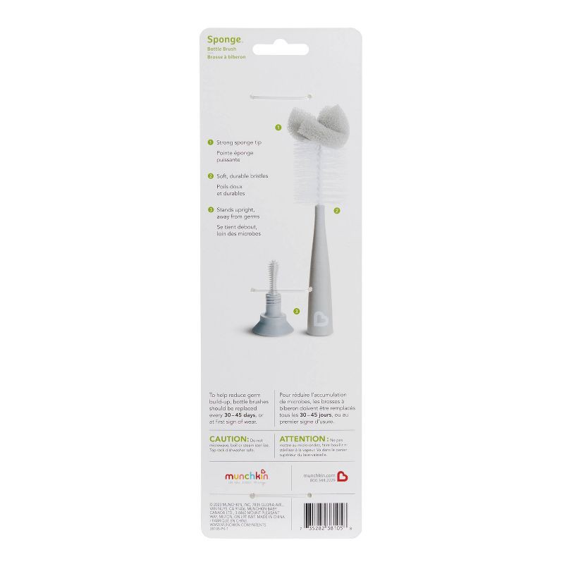 slide 7 of 7, Munchkin Sponge Bottle Brush - Gray, 1 ct