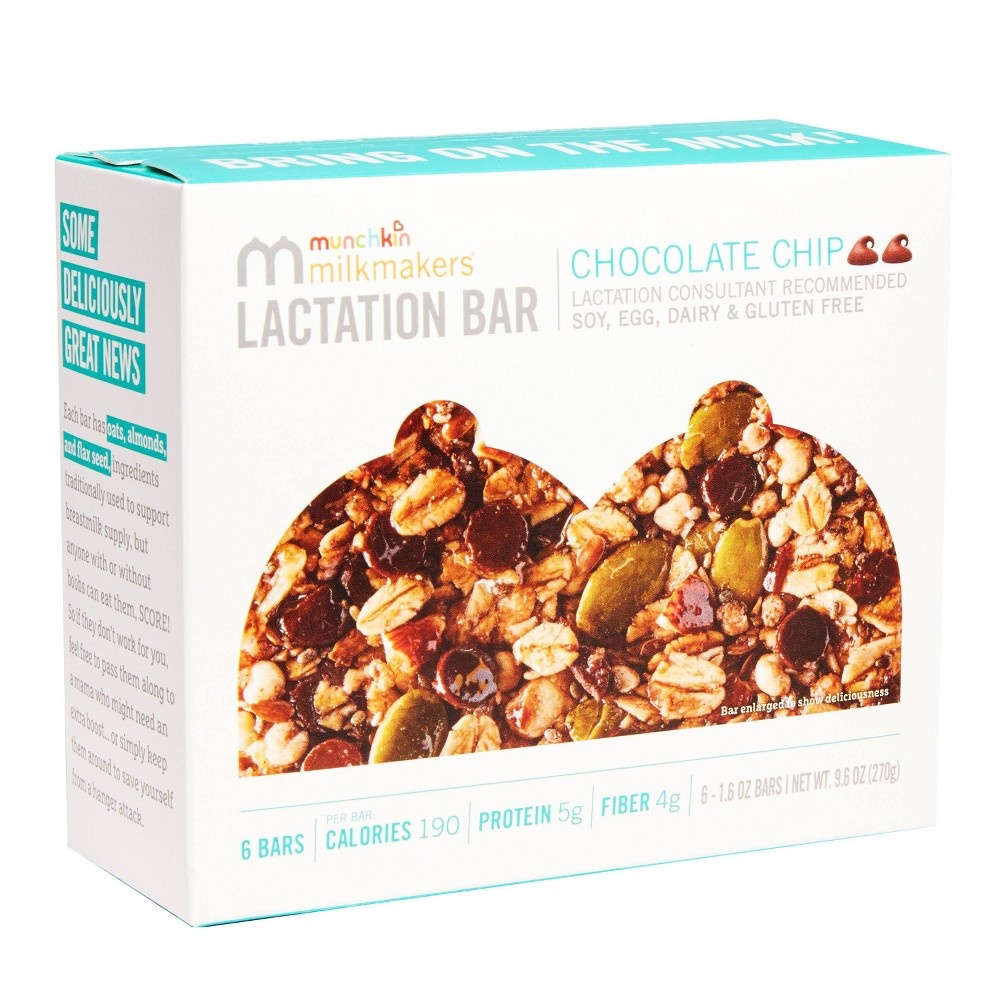 slide 4 of 6, Munchkin Milkmakers Lactation Bars Gluten Free - Chocolate Chip, 6 ct, 9.6 oz