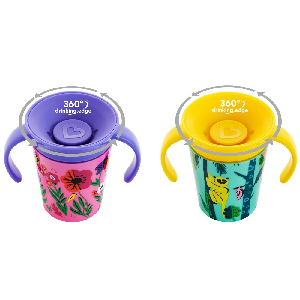 slide 3 of 5, Munchkin Miracle 360 Wildlove Sippy Cup - Bee/Lemur, 2 ct; 6 oz