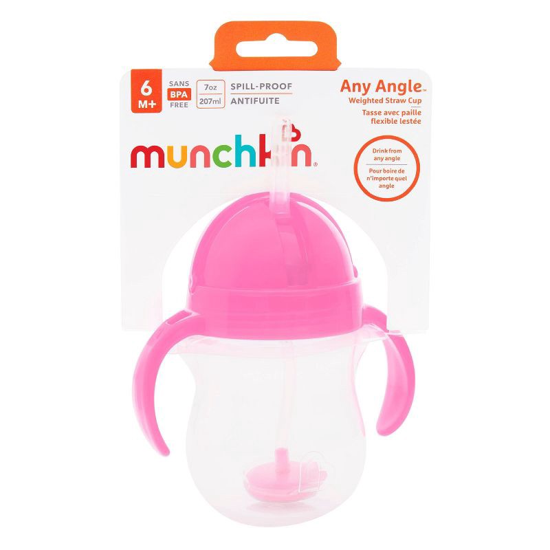 slide 7 of 7, Munchkin Click Lock Weighted Straw Trainer Cup - 7oz - Pink, 7 oz