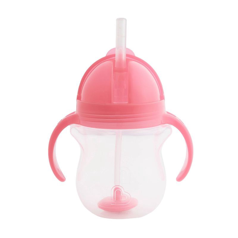 slide 1 of 7, Munchkin Click Lock Weighted Straw Trainer Cup - 7oz - Pink, 7 oz