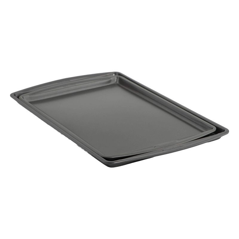 slide 2 of 6, GoodCook Ready 2pk Cookie Sheets (17"x11" and 15"x10"): Nonstick Carbon Steel Baking Set, Dishwasher-Safe Bakeware, 2 ct