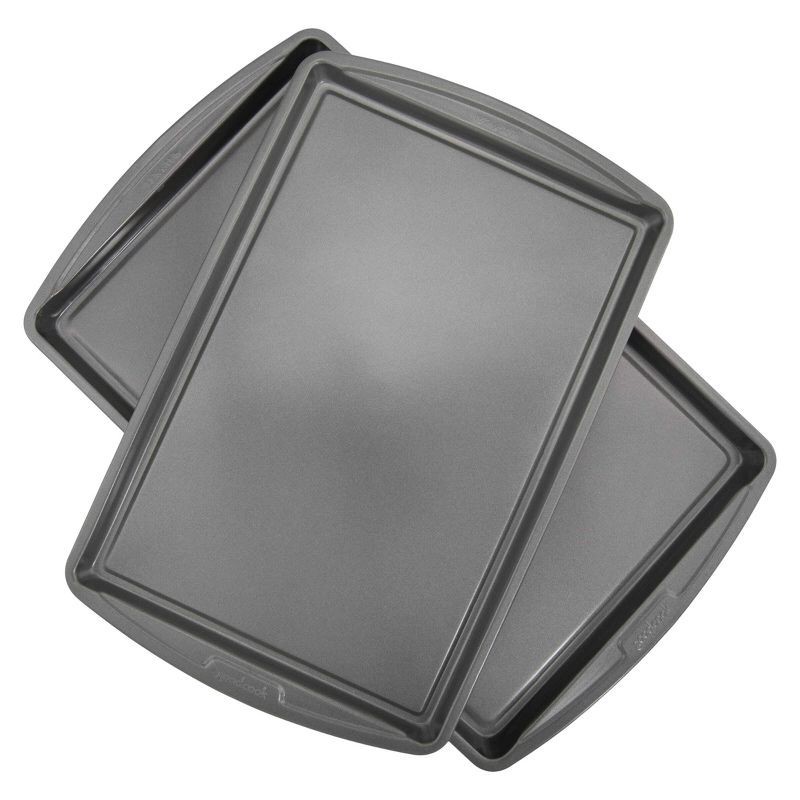 slide 3 of 6, GoodCook Ready 2pk Cookie Sheets (17"x11" and 15"x10"): Nonstick Carbon Steel Baking Set, Dishwasher-Safe Bakeware, 2 ct