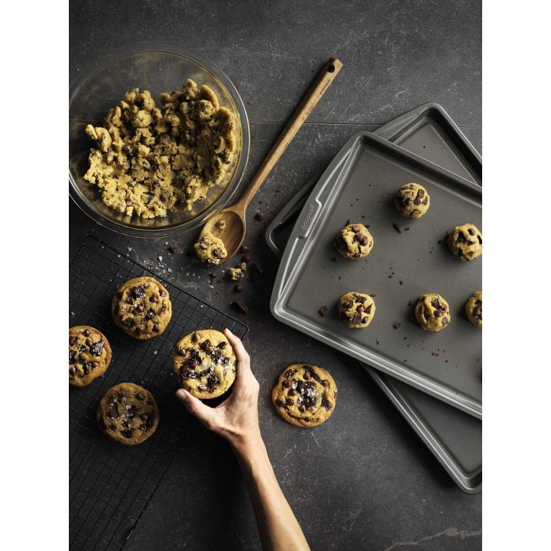 slide 4 of 6, GoodCook Ready 2pk Cookie Sheets (17"x11" and 15"x10"): Nonstick Carbon Steel Baking Set, Dishwasher-Safe Bakeware, 2 ct