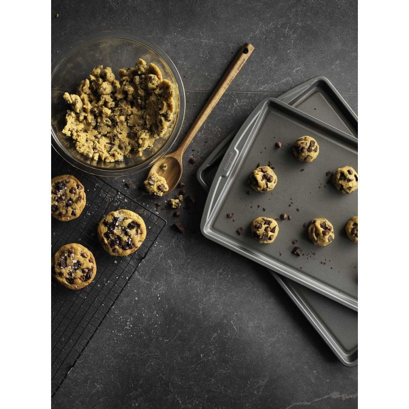 slide 5 of 6, GoodCook Ready 2pk Cookie Sheets (17"x11" and 15"x10"): Nonstick Carbon Steel Baking Set, Dishwasher-Safe Bakeware, 2 ct