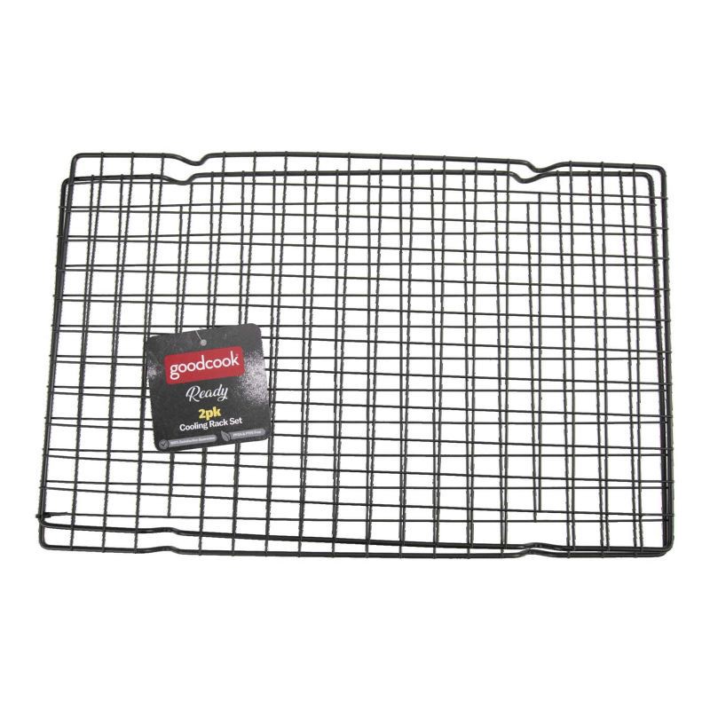 slide 5 of 5, GoodCook Ready 2pk Cooling Racks: Nonstick Steel Baking & Cookie Wire Racks, Hand Wash, 16"x10.3", Black, 2 ct