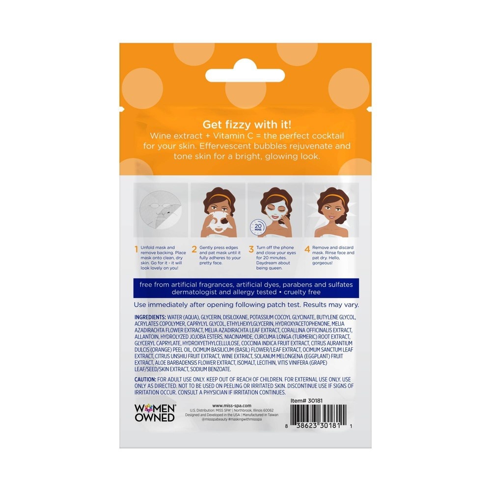 slide 2 of 3, Miss Spa Mimosa Fizz Facial Sheet Mask, 0.81 oz