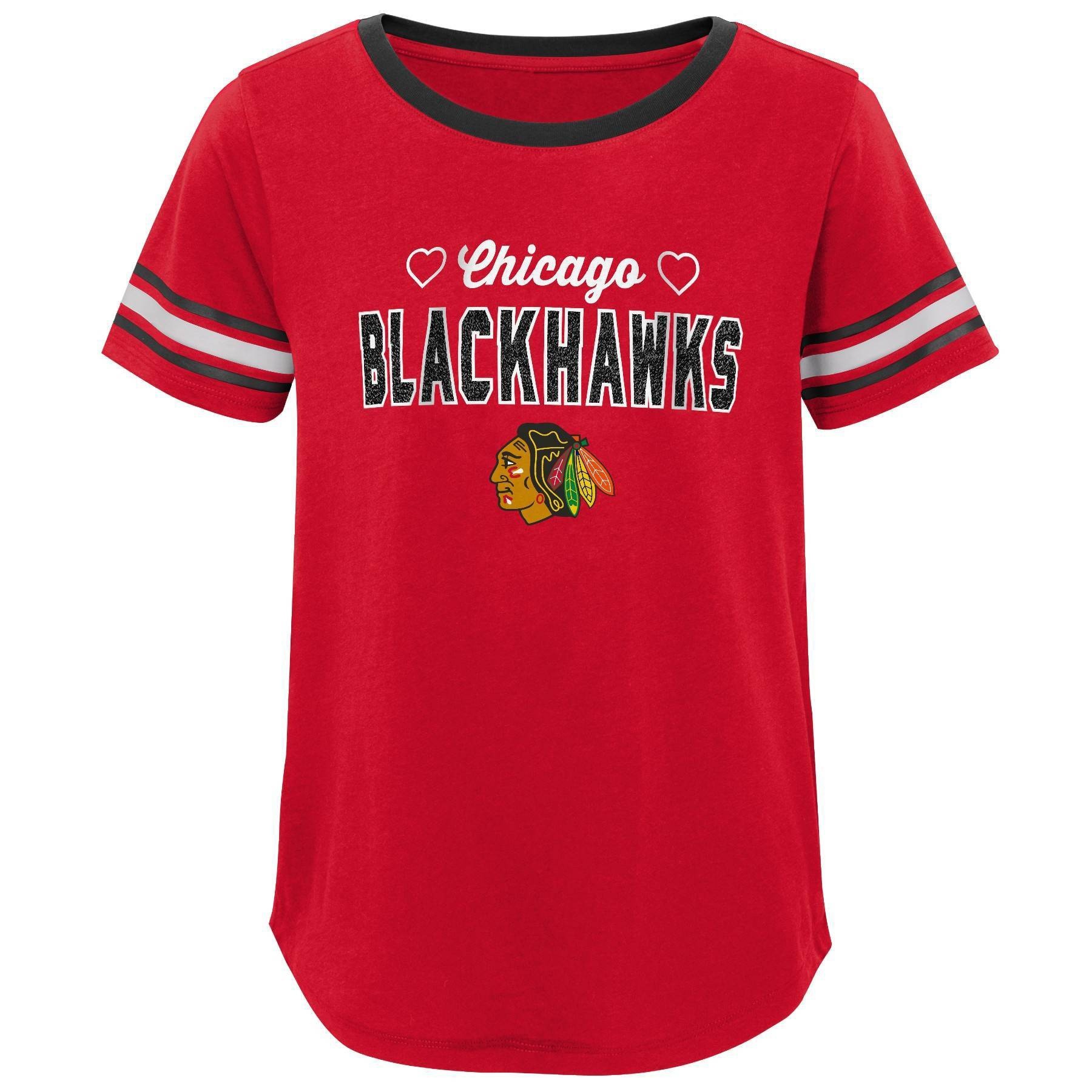 slide 1 of 1, NHL Chicago Blackhawks Girls' Netminder Fashion T-Shirt - XL, 1 ct