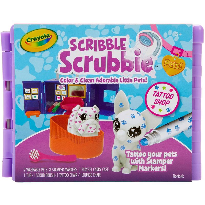 slide 1 of 3, Crayola Scribble Scrubbie Pets Tattoo Shop, 1 ct