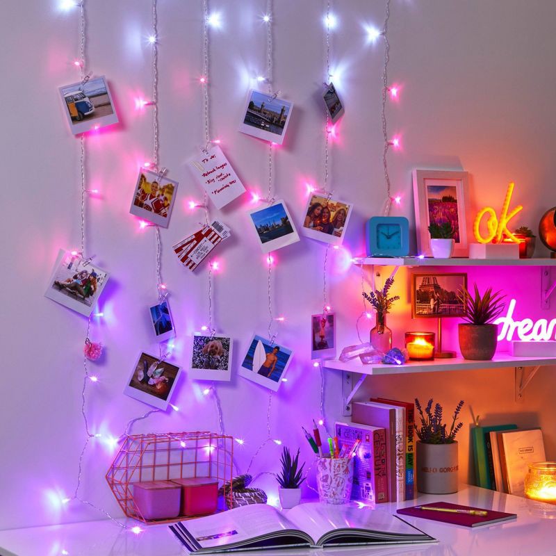 slide 2 of 3, Merkury Innovations Merkury Photo Clips Curtain Lights Cascading LED String Lights Pink Ombre, 1 ct
