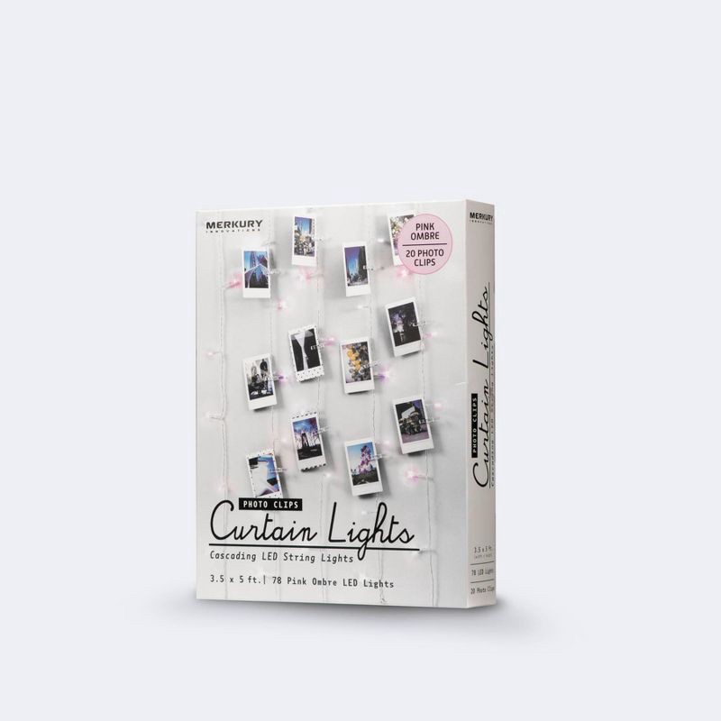 slide 3 of 3, Merkury Innovations Merkury Photo Clips Curtain Lights Cascading LED String Lights Pink Ombre, 1 ct