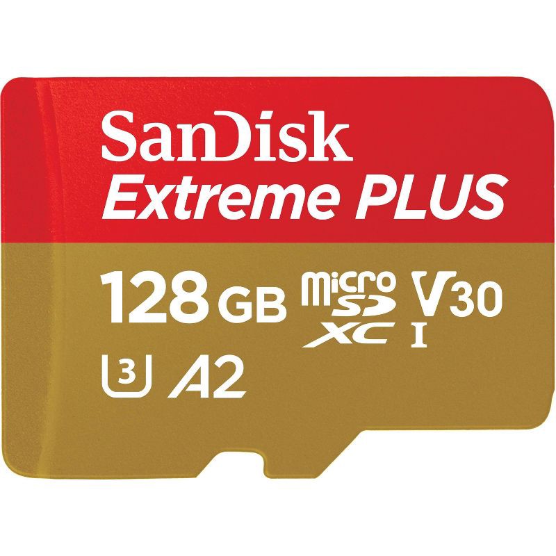 slide 1 of 3, SanDisk Extreme PLUS 128GB microSD: High-Speed Memory Card 90 MB/s, 1 ct