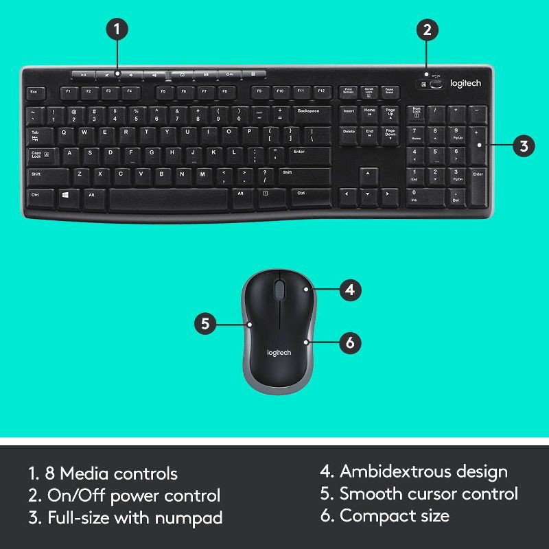 slide 6 of 10, Logitech Wireless Keyboard and Mouse, 1 ct