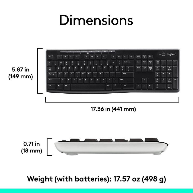 slide 7 of 10, Logitech Wireless Keyboard and Mouse: USB-A Full Size, Mechanical Switch, Business Use, 1 ct