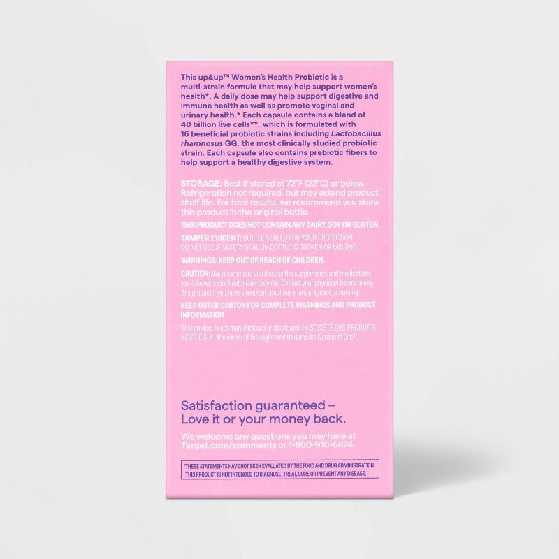slide 4 of 7, Women's Optimal Health Probiotic for Vaginal, Immune and Digestive Support Capsules - 30ct - up&up™, 30 ct