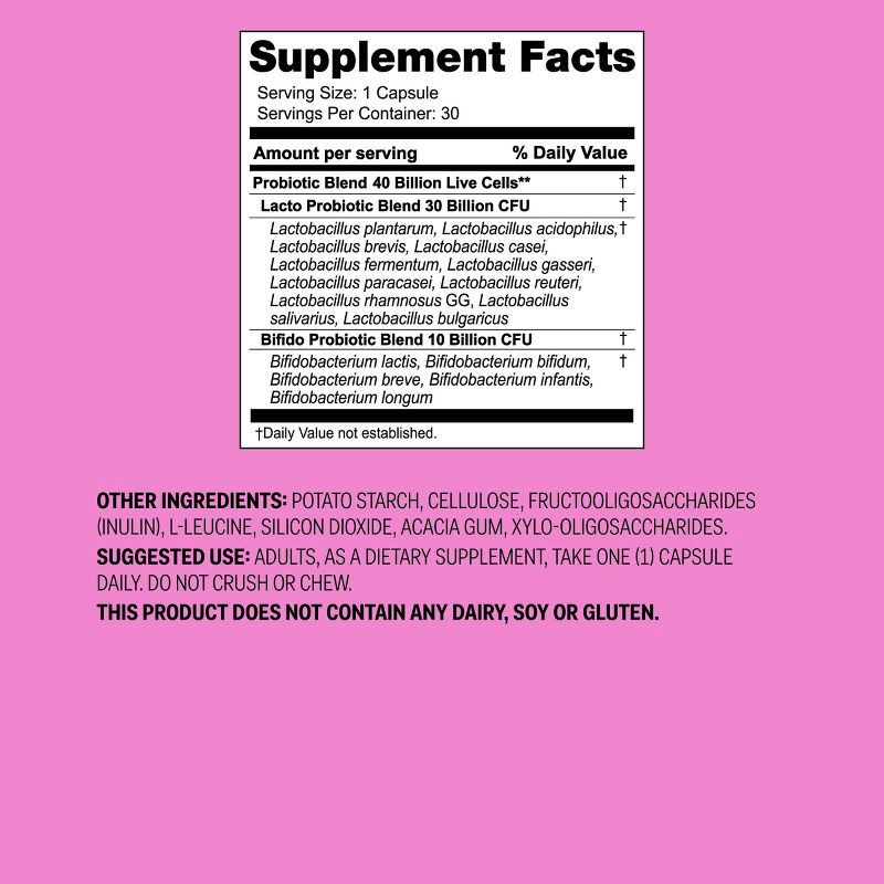 slide 7 of 7, Women's Optimal Health Probiotic for Vaginal, Immune and Digestive Support Capsules - 30ct - up&up™, 30 ct