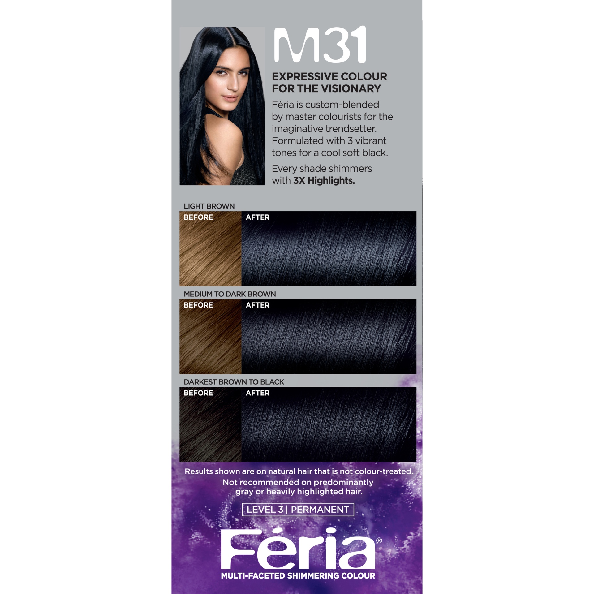 slide 5 of 8, L'Oréal Paris Feria Multi-Faceted Shimmering Color - M31 Cool Soft Black, 1 ct