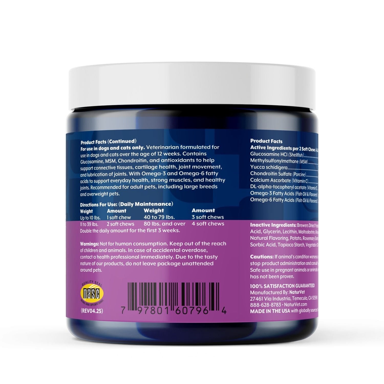 slide 3 of 3, Naturvet Moderate Joint Care Soft Chew Supplement With Chondroitin & Msm For Dogs & Cats, 40 Ct, 40 ct