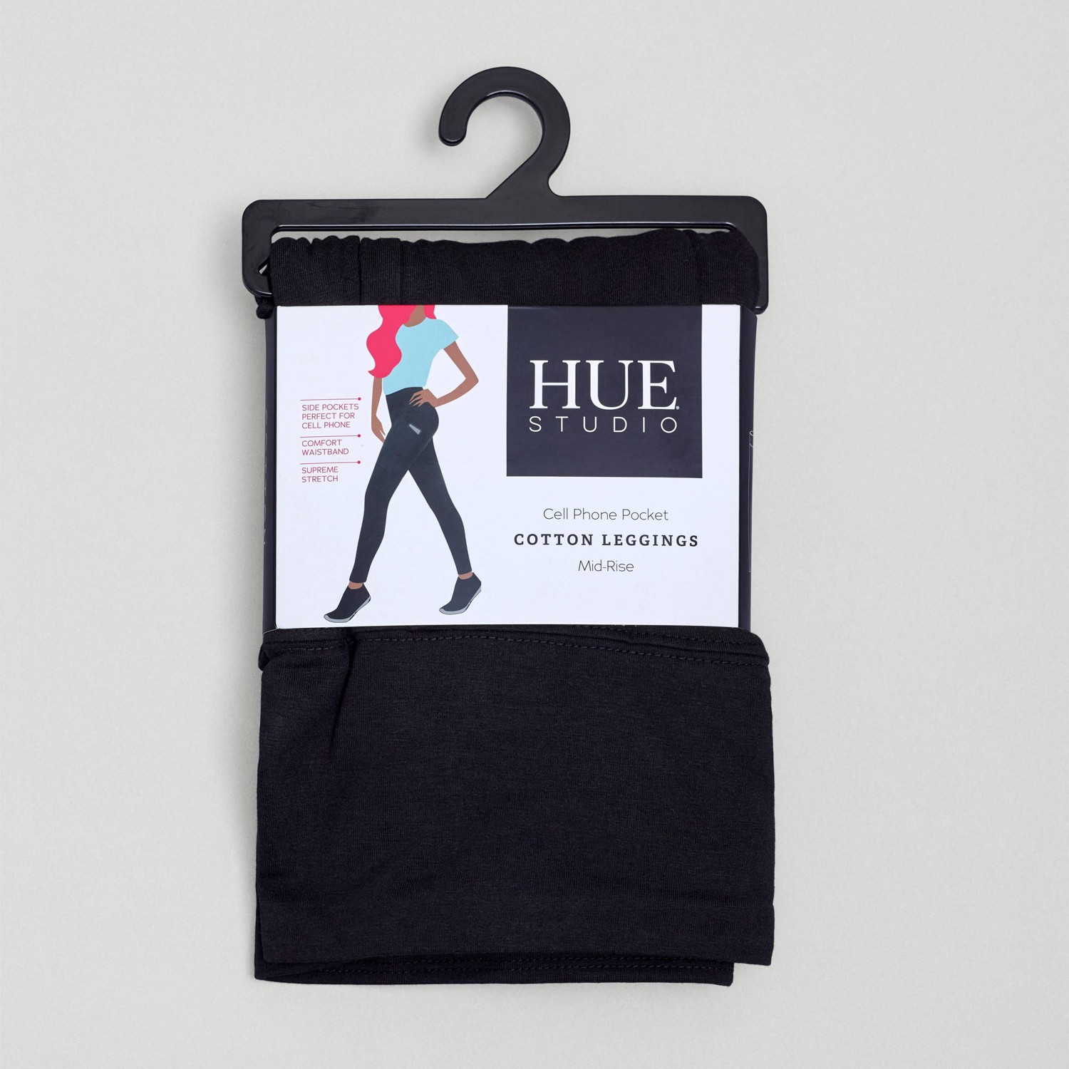 Hue Studio Women's Mid-Rise Cotton Comfort Cell Phone Side Pocket