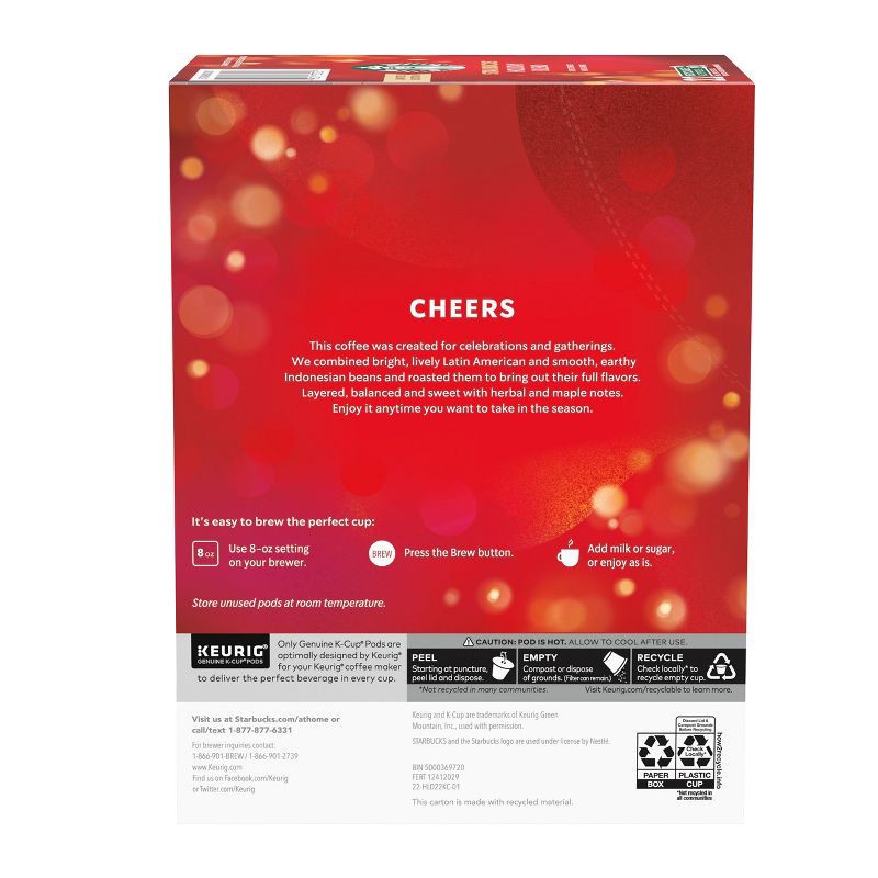 slide 8 of 10, Starbucks Holiday Blend Medium Roast Keurig K-Cup Coffee Pods - 22ct, 22 ct
