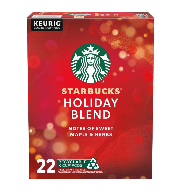 slide 1 of 10, Starbucks Holiday Blend Medium Roast Keurig K-Cup Coffee Pods - 22ct, 22 ct