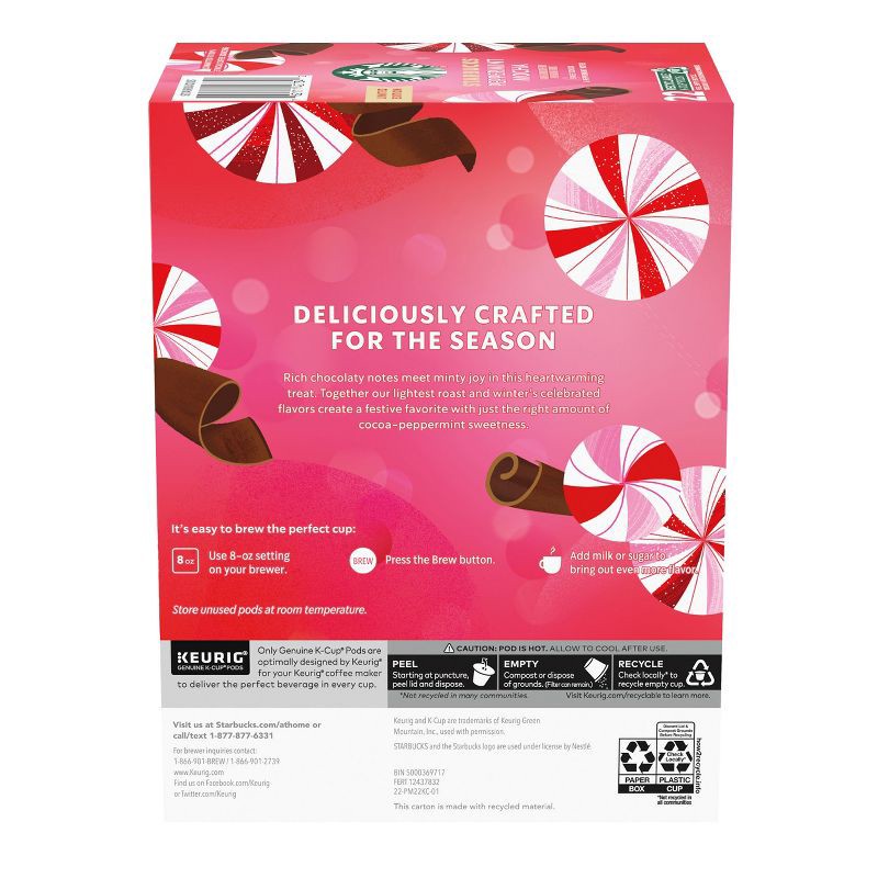 slide 9 of 12, Starbucks Peppermint Mocha Light Roast Keurig K-Cup Coffee Pods - 22ct, 22 ct