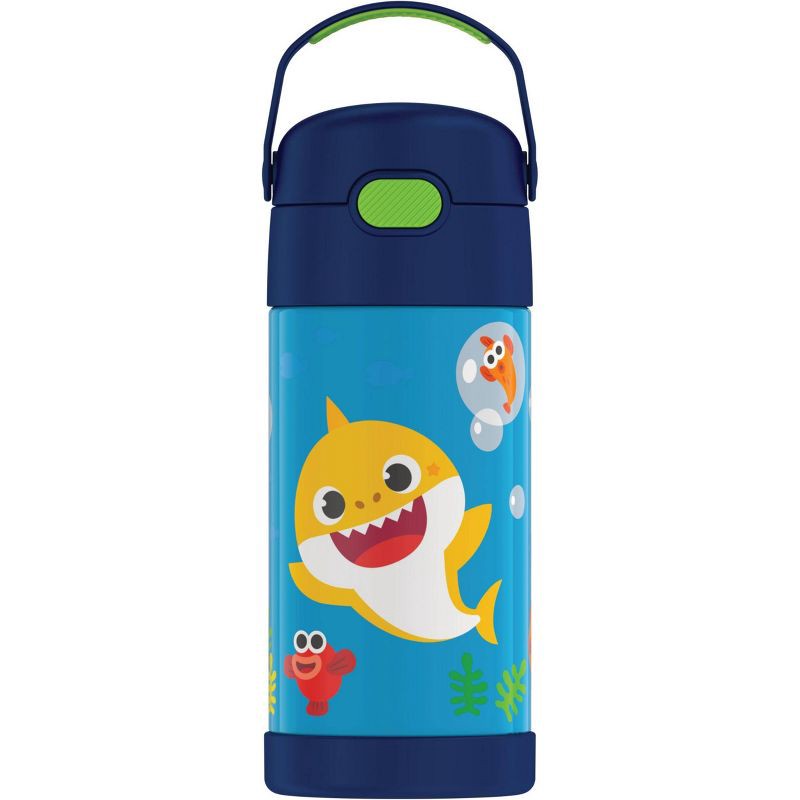 slide 1 of 7, Nickelodeon Thermos Kids' 12oz Stainless Steel FUNtainer Water Bottle with Bail Handle - Navy Baby Shark, 1 ct