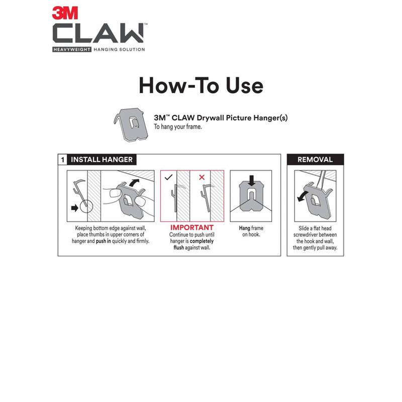 slide 14 of 15, 3M Company 3M 15lb CLAW Drywall Picture Hanger with Temporary Spot Marker + 5 hangers and 5 markers: Metal Hooks, 15lb Capacity, 15 lb, 15 lb