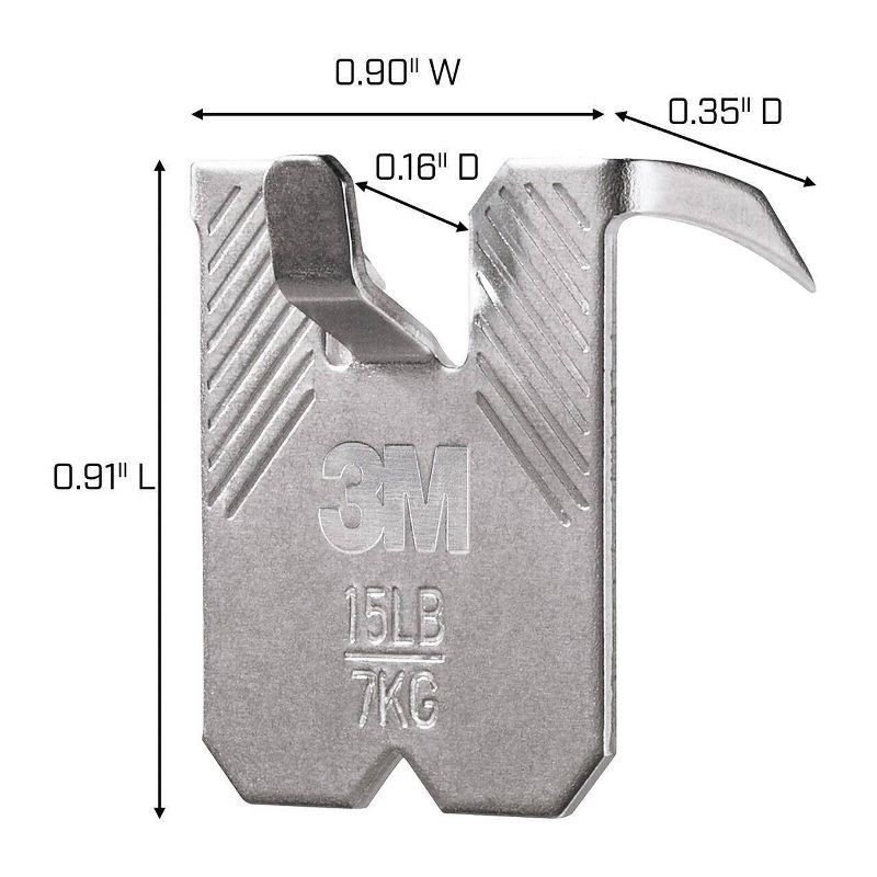 slide 4 of 15, 3M Company 3M 15lb CLAW Drywall Picture Hanger with Temporary Spot Marker + 5 hangers and 5 markers: Metal Hooks, 15lb Capacity, 15 lb, 15 lb