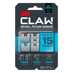 3M Company 3M 15lb CLAW Drywall Picture Hanger with Temporary Spot Marker + 5 hangers and 5 markers: Metal Hooks, 15lb Capacity