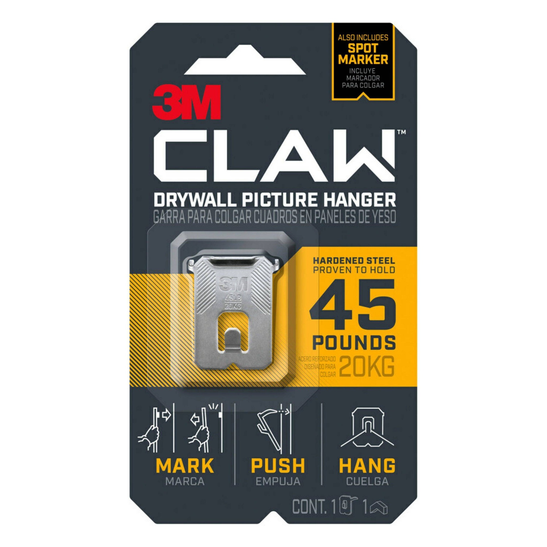 slide 1 of 8, 3M Company 3M CLAW Drywall Picture Hanger with Spot Marker, 45 lb