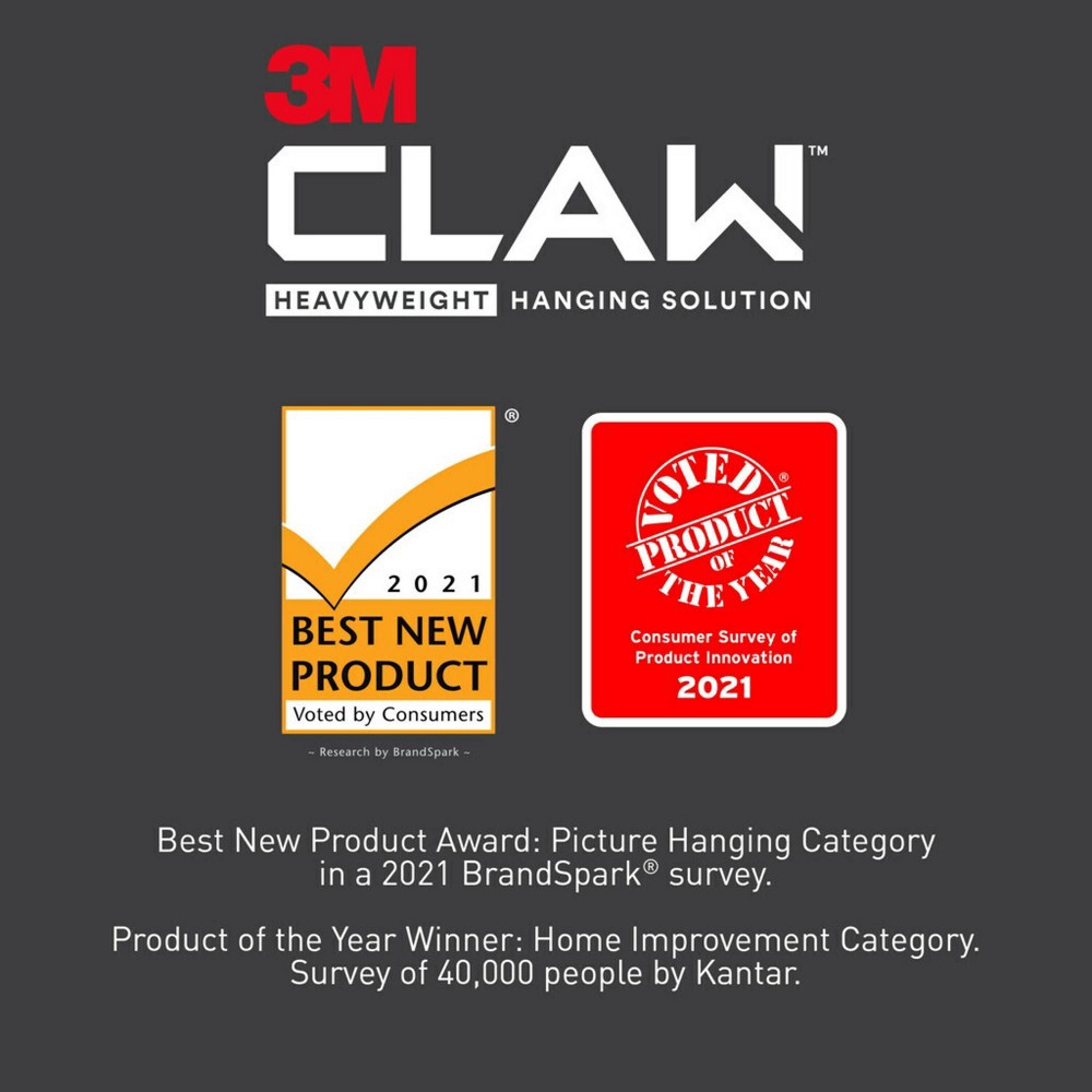 slide 9 of 10, 3M Company 3M CLAW Drywall Picture Hanger 45 lb with Temporary Spot Marker + 3 Hangers and 3 Markers, 45 lb