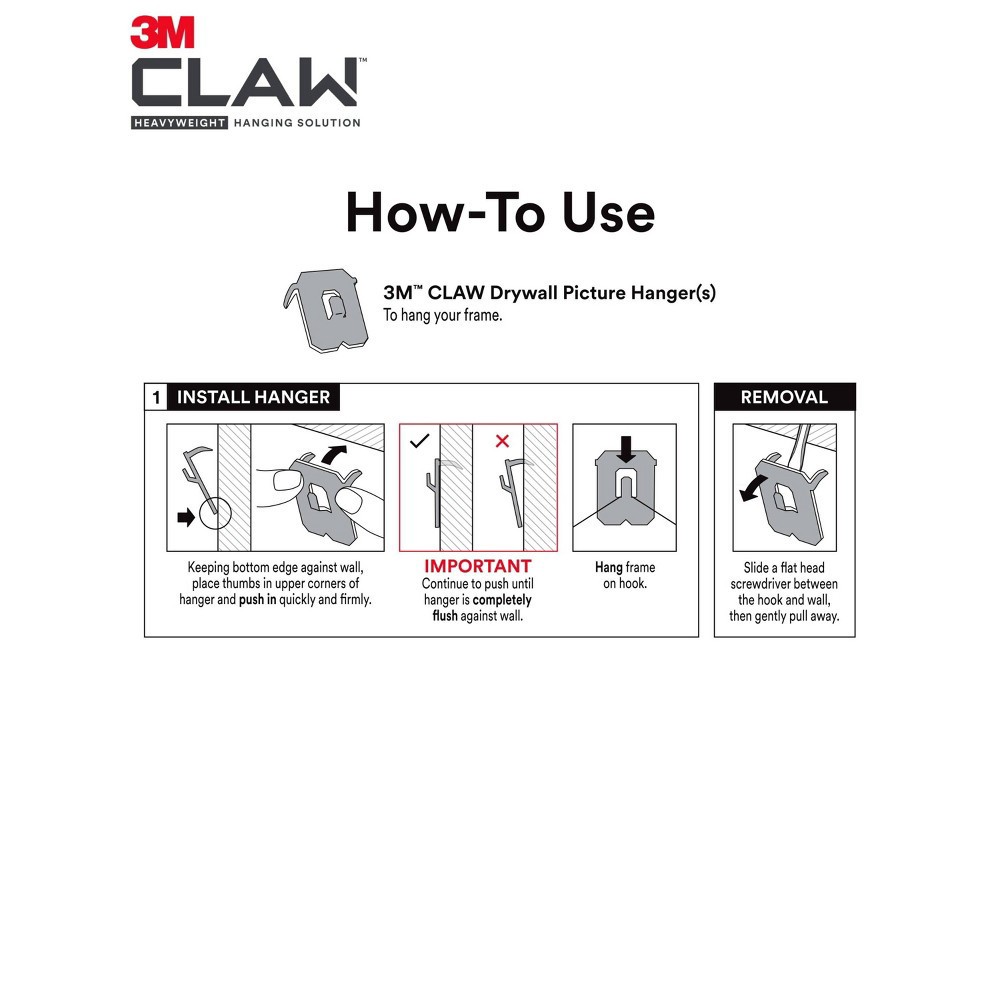 slide 10 of 10, 3M Company 3M CLAW Drywall Picture Hanger 45 lb with Temporary Spot Marker + 3 Hangers and 3 Markers, 45 lb