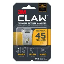3M Company 3M CLAW Drywall Picture Hanger 45 lb with Temporary Spot Marker + 3 Hangers and 3 Markers