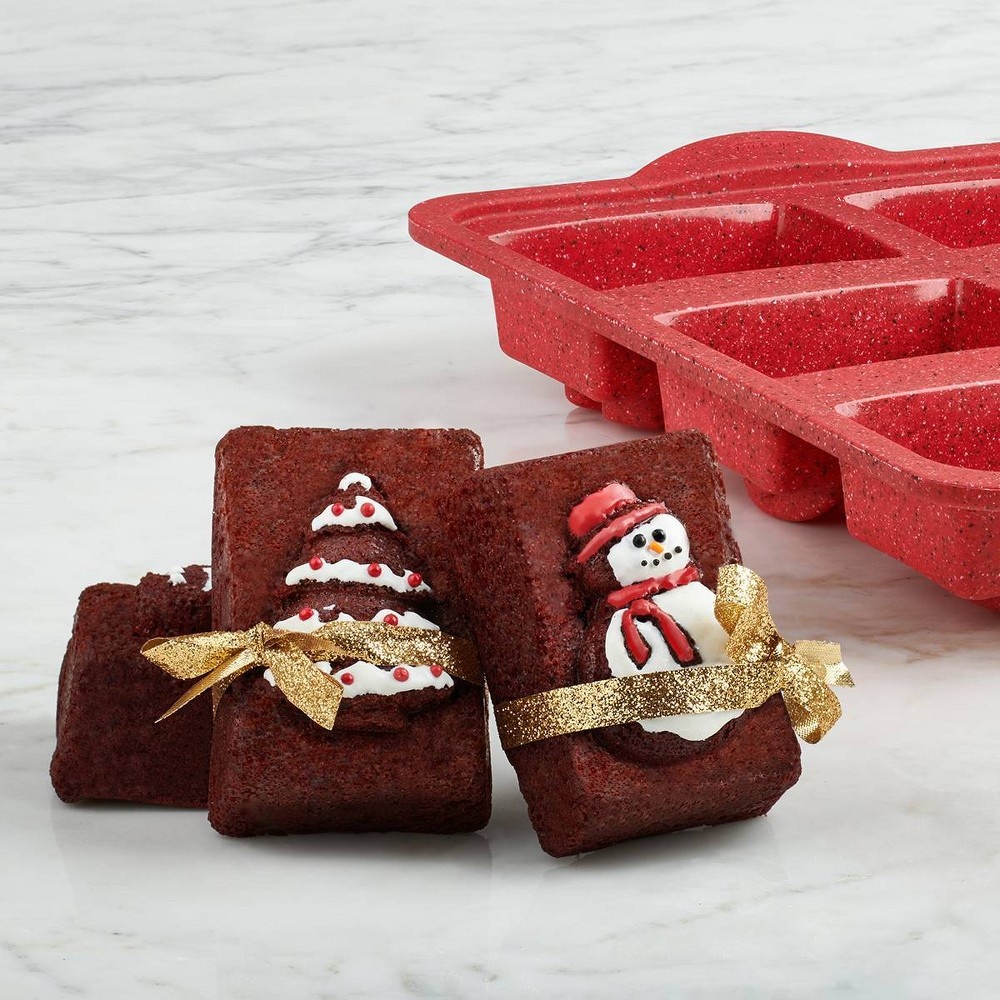 slide 7 of 8, Trudeau Silicone Holiday Mini Loaf Pan Red, 1 ct