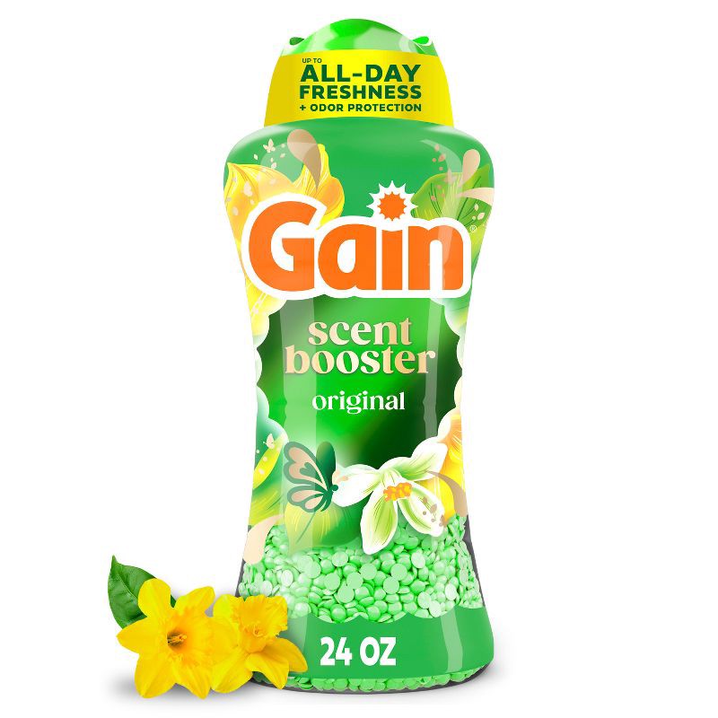 slide 1 of 14, Gain Original Fireworks In-Wash Laundry Scent Booster Beads - 24oz: Bleach-Free, Spill-Resistant Lid, Odor Control, 24 oz
