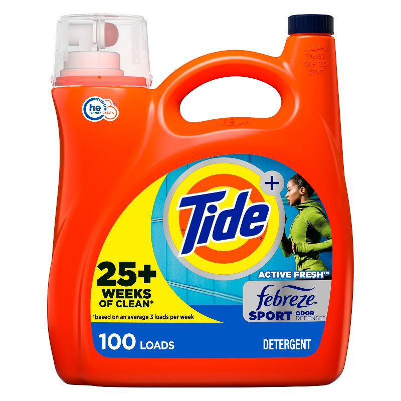 slide 1 of 1, Tide Plus Febreze High Efficiency Liquid Laundry Detergent - Sport Active Fresh - 154 fl oz, 154 fl oz