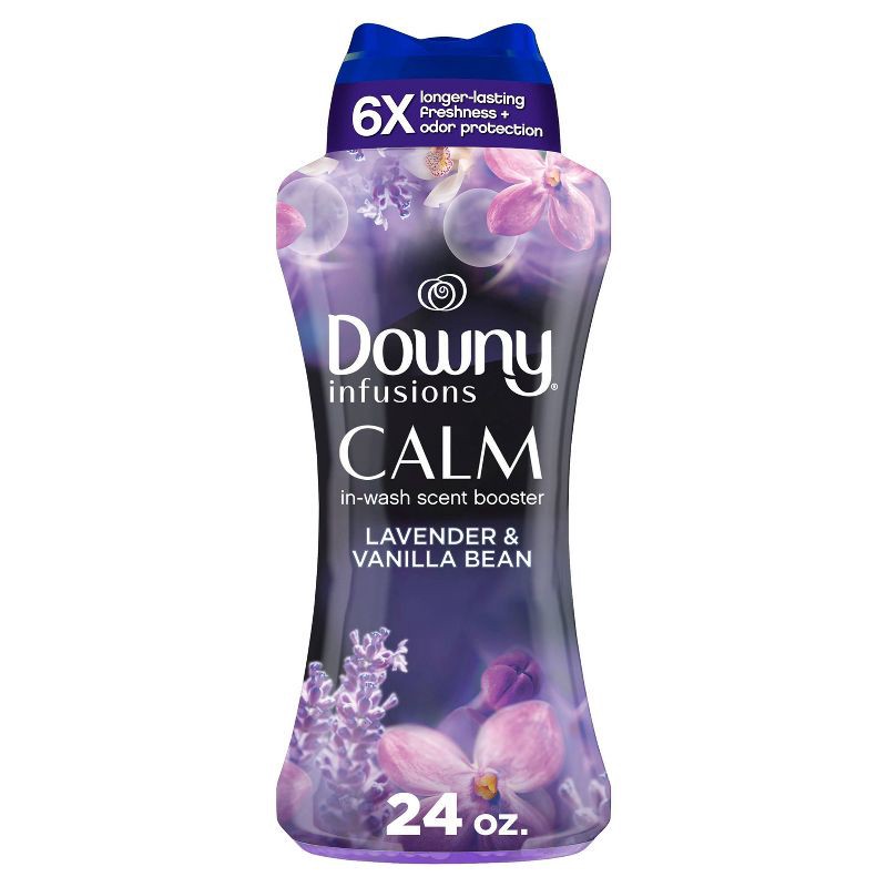 slide 1 of 11, Downy Infusions Calm Lavender & Vanilla Bean Scent In-Wash Booster Beads - 24oz, 24 oz